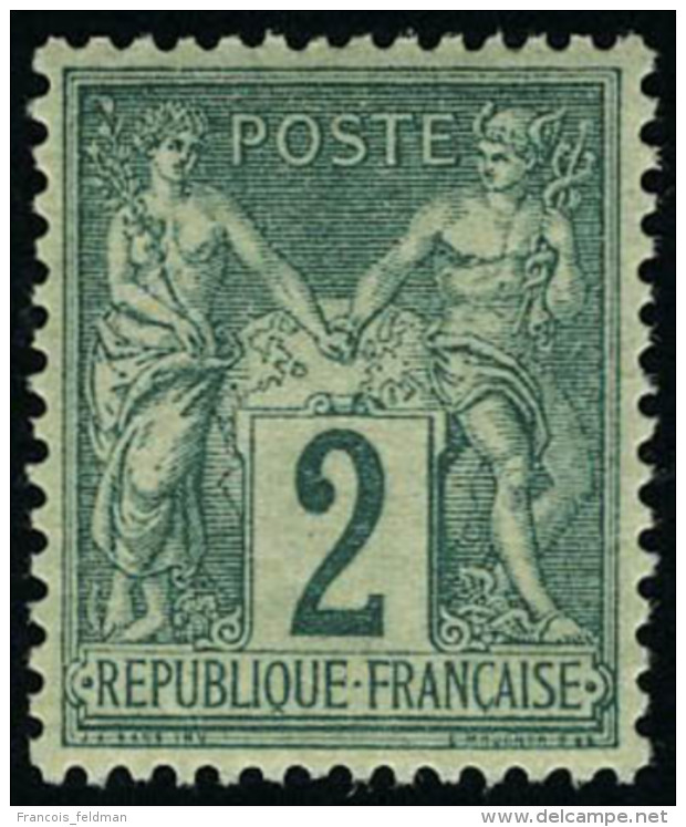 Neuf Sans Charnière N° 74, 2c Vert Centrage Parfait, Superbe - Autres & Non Classés