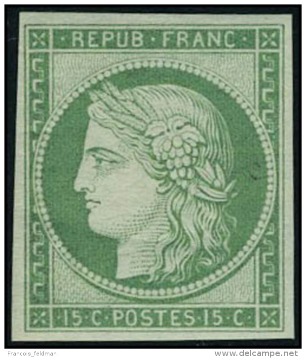 Neuf Avec Charnière N° 2e, 15c Vert Réimpression, Cl, T.B. - Autres & Non Classés