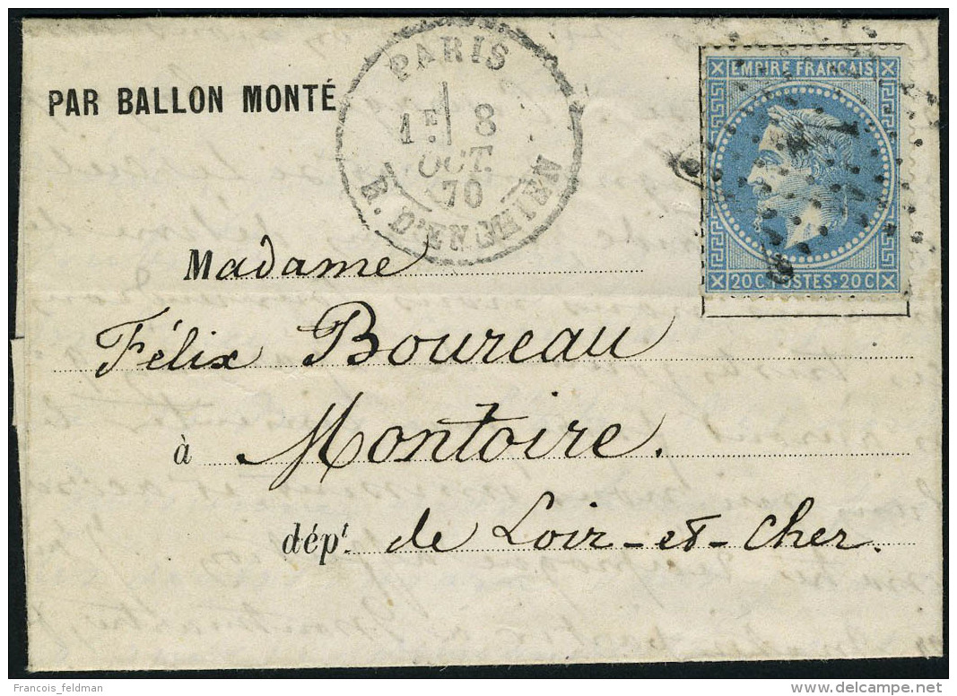 Lettre Le Washington (probable) Càd Paris R D'Enghien 8 Oct 70 Pour Montoire (L Et Ch), Avec Arrivée,... - Autres & Non Classés