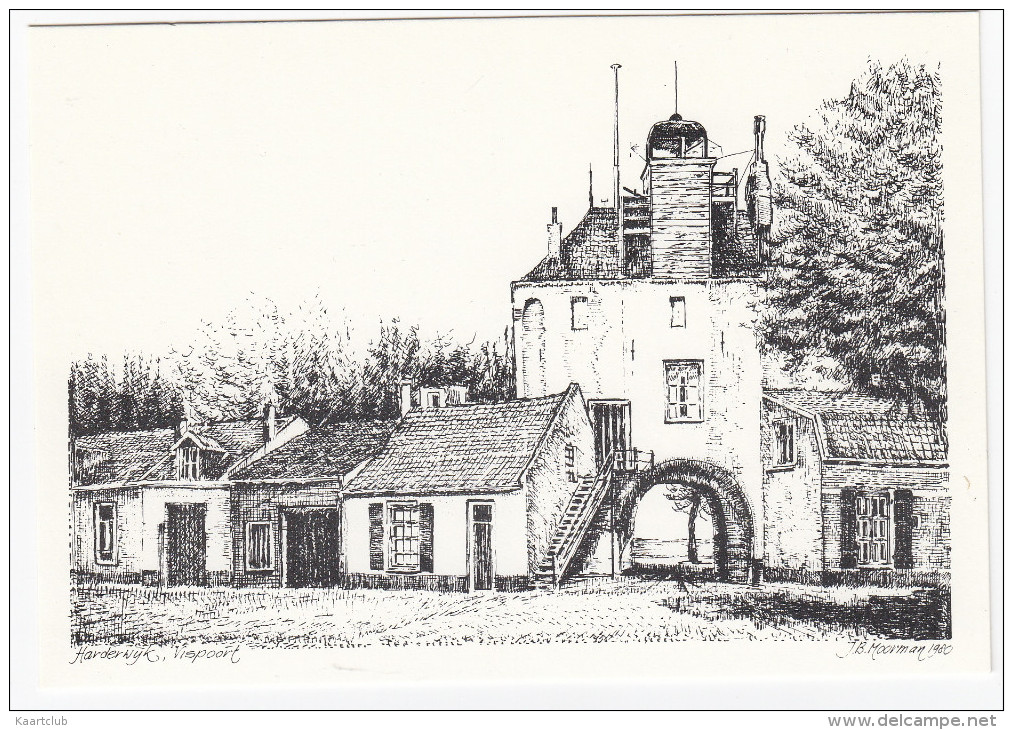 Harderwijk - Vispoort  - (Pentekening B. Moorman) - Holland / Nederland - Harderwijk