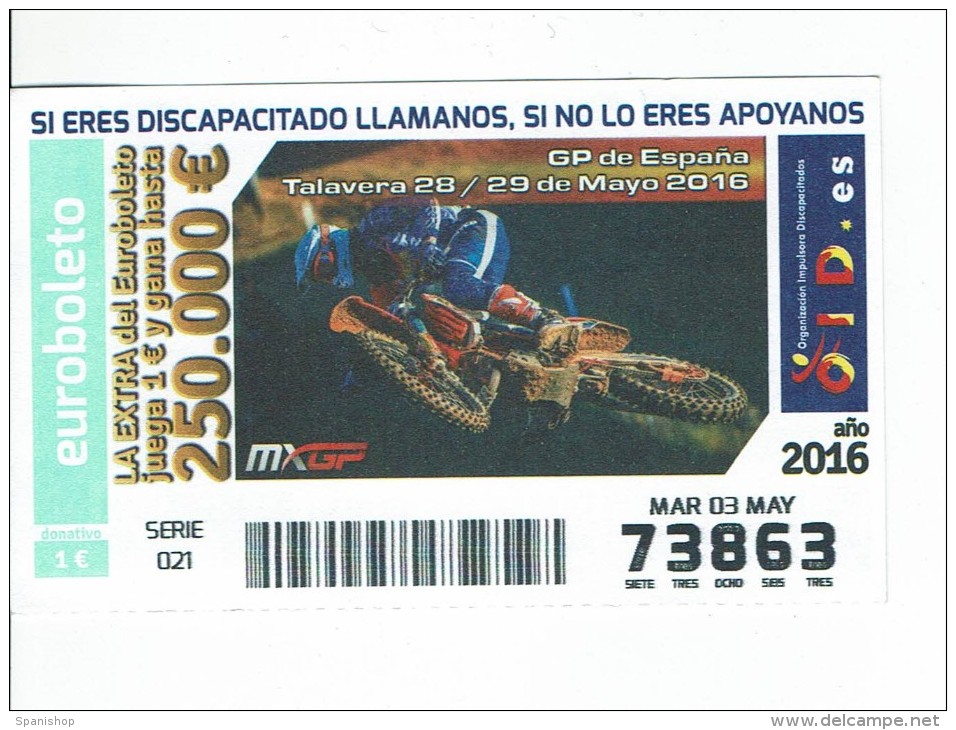 Spain Lottery Ticket OID GP Talavera Moto Cross - Lottery Tickets