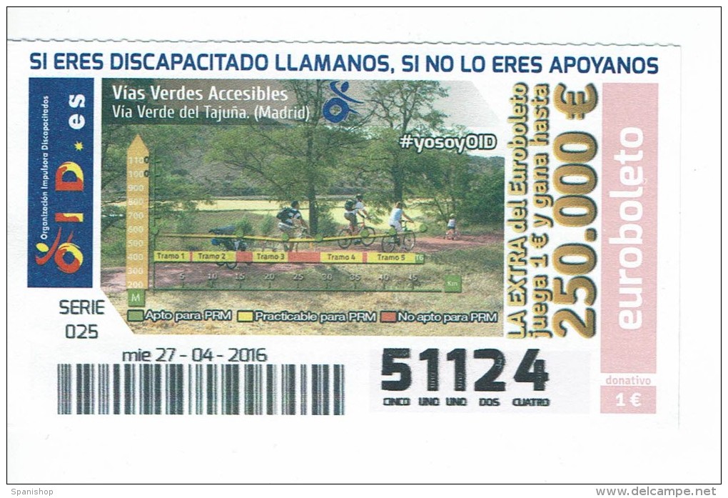 Spain Lottery Ticket OID Ciclismo In Green Zones , Bike, Cycling - Billetes De Lotería