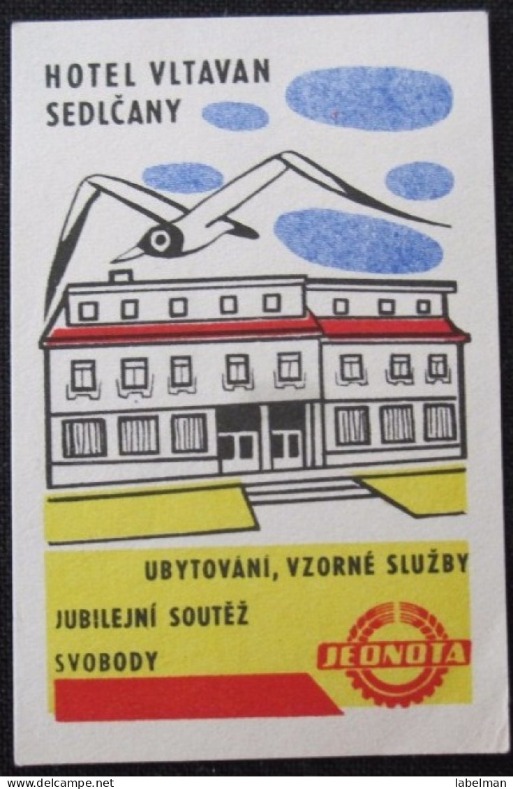 HOTEL MINI CAMPING JEDNOTA VLTAVAN SEDLCANY CSSR CSR SLOVAKIA JUGOSLAVIA LUGGAGE LABEL ETIQUETTE AUFKLEBER DECAL STICKER - Hotel Labels