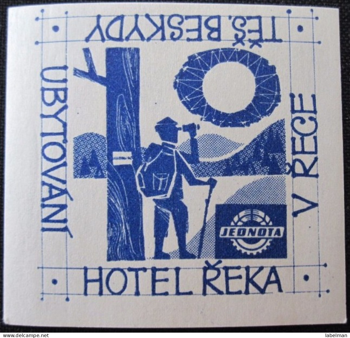 HOTEL BESKYDY UBYTOVANI REKA  V RECE CSSR CZECH BULGARIA CROATIA POLAND LUGGAGE LABEL ETIQUETTE AUFKLEBER DECAL STICKER - Hotel Labels