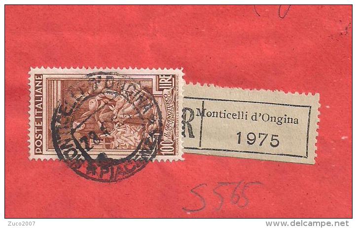 LAVORO L.100, S 565,ISOLATO PER ESTERO-FRANCIA,1954, POSTE MONTICELLI D'ONGINA,PIACENZA,MILANO POSTA AEREA,STRASBURGO - 1946-60: Marcofilie