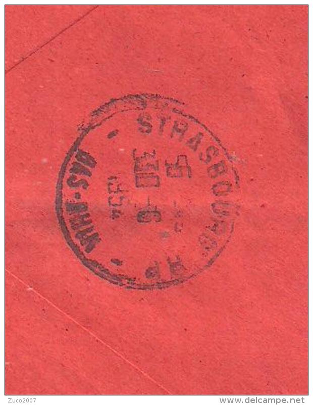 LAVORO L.100, S 565,ISOLATO PER ESTERO-FRANCIA,1954, POSTE MONTICELLI D'ONGINA,PIACENZA,MILANO POSTA AEREA,STRASBURGO - 1946-60: Storia Postale