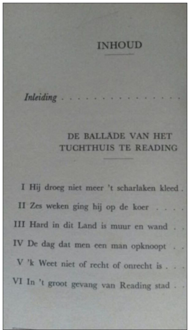 Ballade Van Het Tuchthuis Te Reading - Oscar Wilde    1950 - Literature