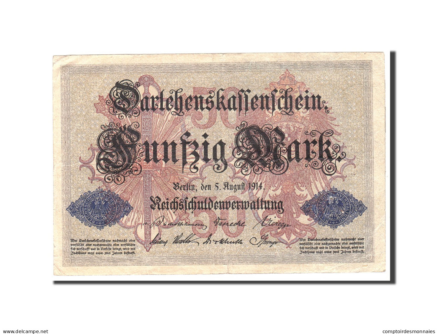 Billet, Allemagne, 50 Mark, 1914, 1914-08-05, KM:49b, TTB - 20 Mark