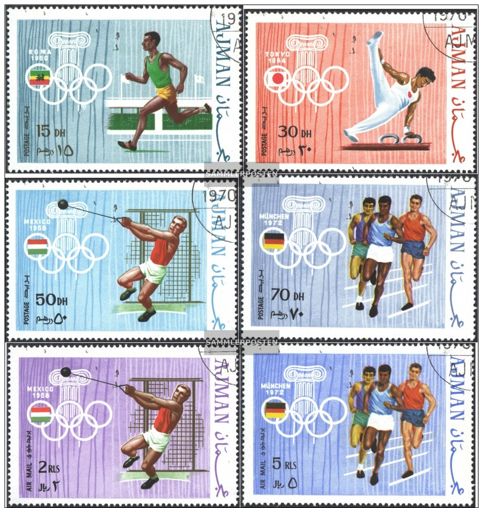 Ajman 570A-575A (completa Edizione) Usato 1970 Olympics. Estate 1960-72 - Emiratos Árabes Unidos