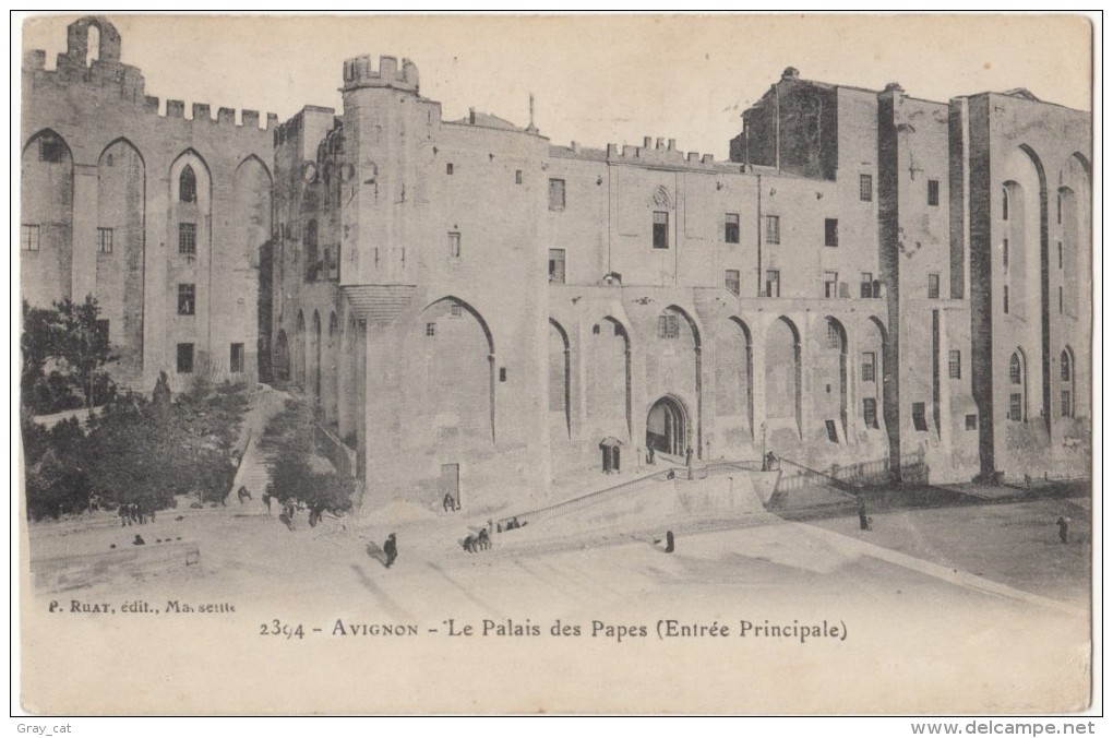 France, Avignon, Le Palais Des Papes, Entree Principale, 1910 Used Postcard [18314] - Avignon (Palais & Pont)