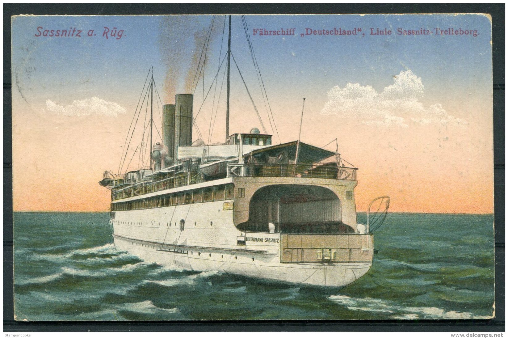 1917 Germany Sassnitz Trelleborg DEUTSCHLAND Ship Postcard - Ferries