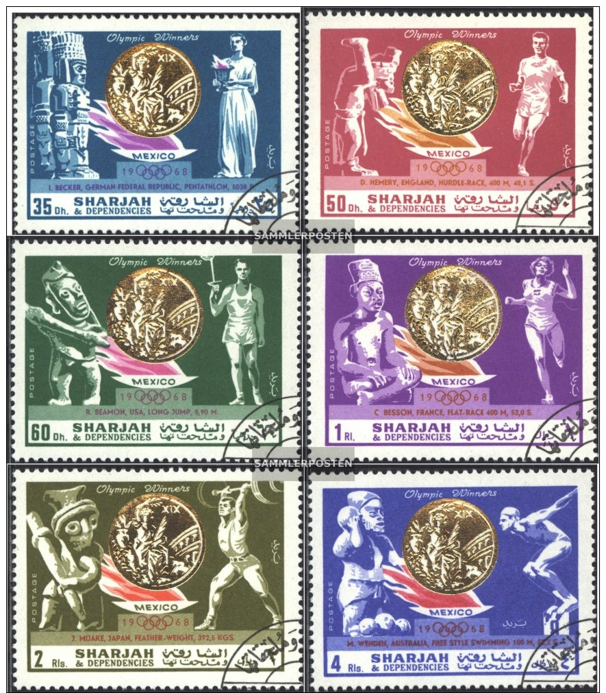 Sharjah 518A-523A (completa Edizione) Usato 1968 Medaglie D'oro Olympia - Schardscha