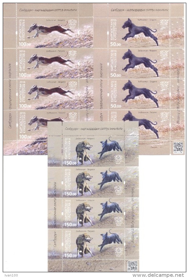 2016. Salbuurum-Traditional Kyrgyz Hunting, Taigans, Dogs,  3 Sheetlets, Mint/** - Dogs