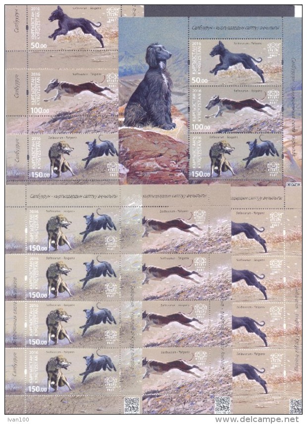 2016. Salbuurum-Traditional Kyrgyz Hunting, Taigans, Dogs,  Set + S/s + 3 Sheetlets, Mint/** - Dogs