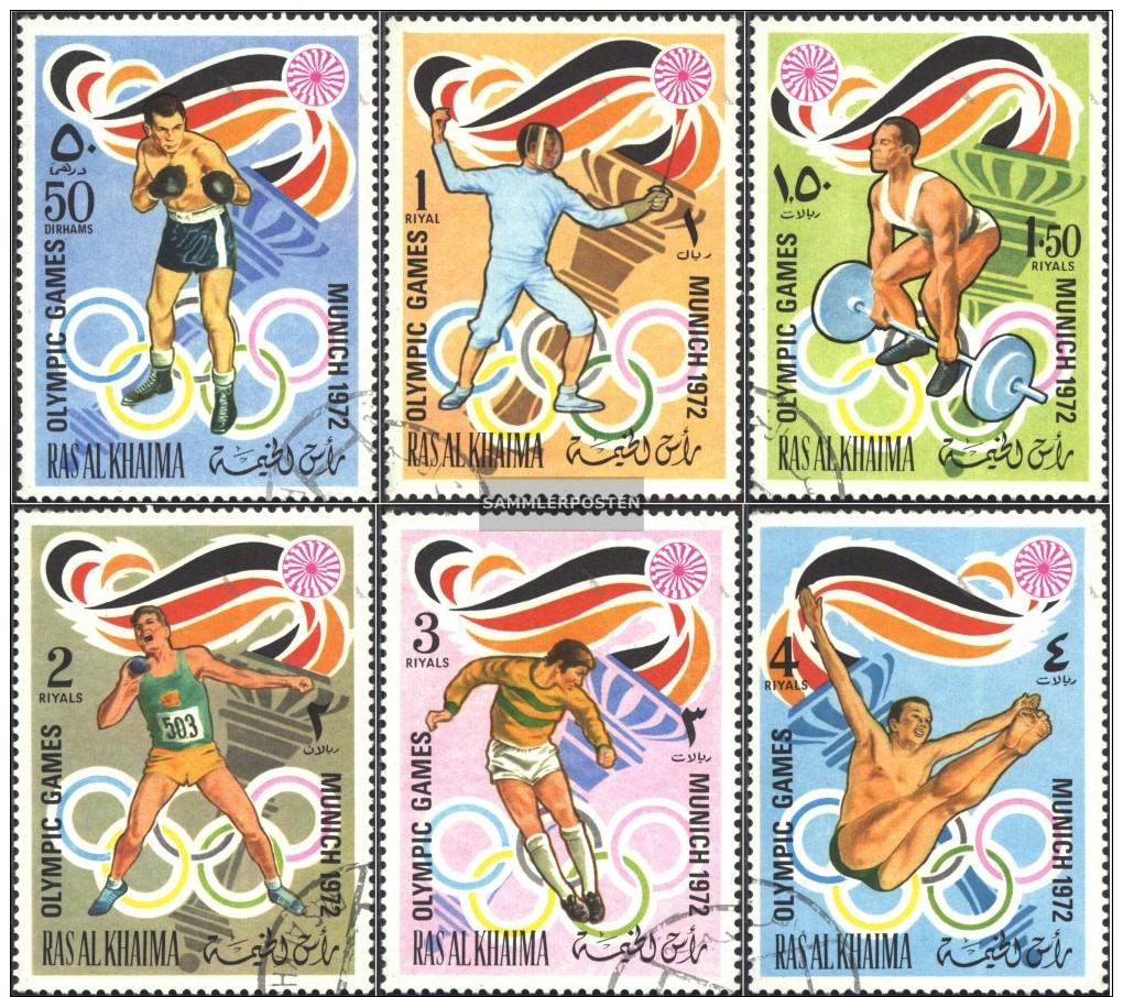 Ras Al Chaima 649A-654A (completa Edizione) Usato 1972 Olympics. Giochi '72, Monaco Di Baviera - Ra's Al-Chaima