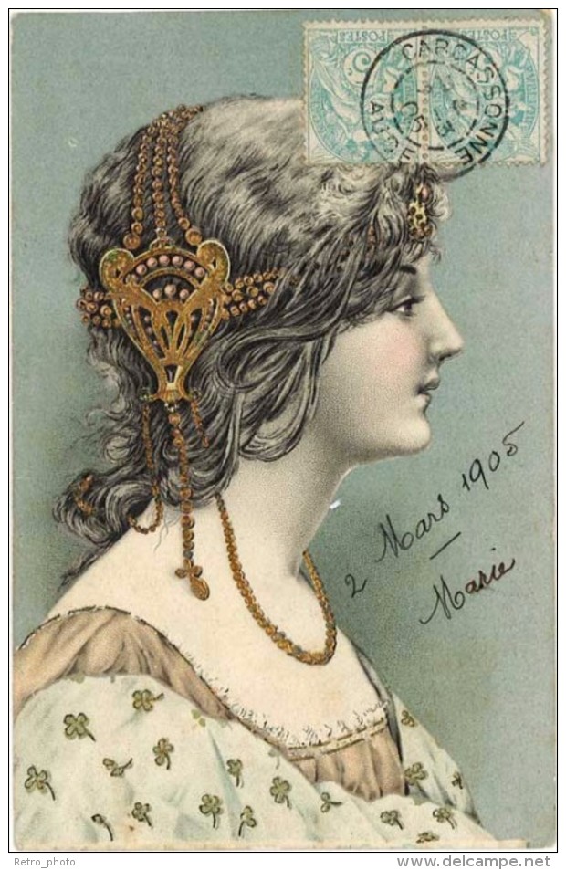 Portrait De Femme, Art Nouveau ( ILL ) - Autres & Non Classés