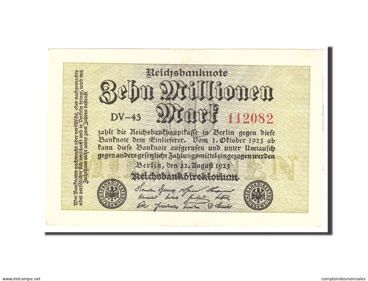 Billet, Allemagne, 10 Millionen Mark, 1923, 1923-08-22, KM:106a, TTB+ - 10 Millionen Mark