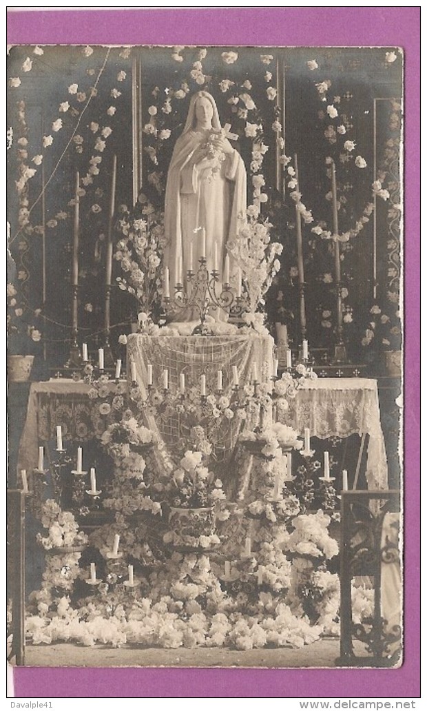 28  CARTE PHOTO VARIZE  EGLISE DECOREE POUR LA  FETE DE SAINTE THERESE  15 FEVRIER 1928  BON ETAT 2 SCANS - Other & Unclassified