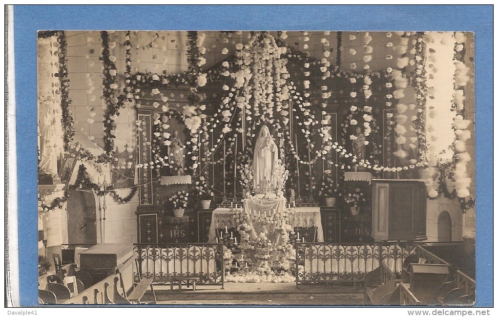 28  CARTE PHOTO VARIZE  EGLISE DECOREE POUR LA  FETE DE SAINTE THERESE  15 FEVRIER 1928  BON ETAT 2 SCANS - Other & Unclassified