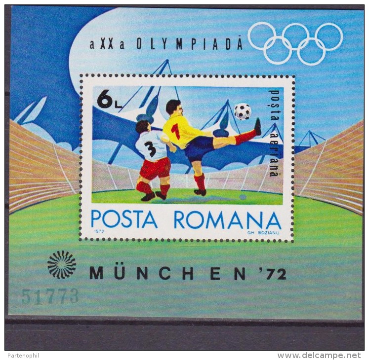 ROMANIA 1972 Munich Olympics Football Soccer Olympic Stadium SHEET Mnh - Unused Stamps