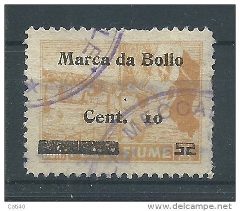 MARCA DA BOLLO/REVENUE  - FIUME -  Cent. 10 - Soprast- USATO - Fiume & Kupa