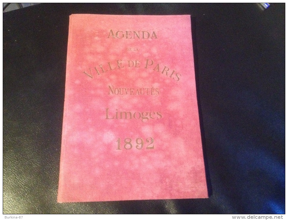 Agenda, Calendrier, Almanach, VILLE DE PARIS NOUVEAUTES, LIMOGES,1892 - Grand Format : ...-1900