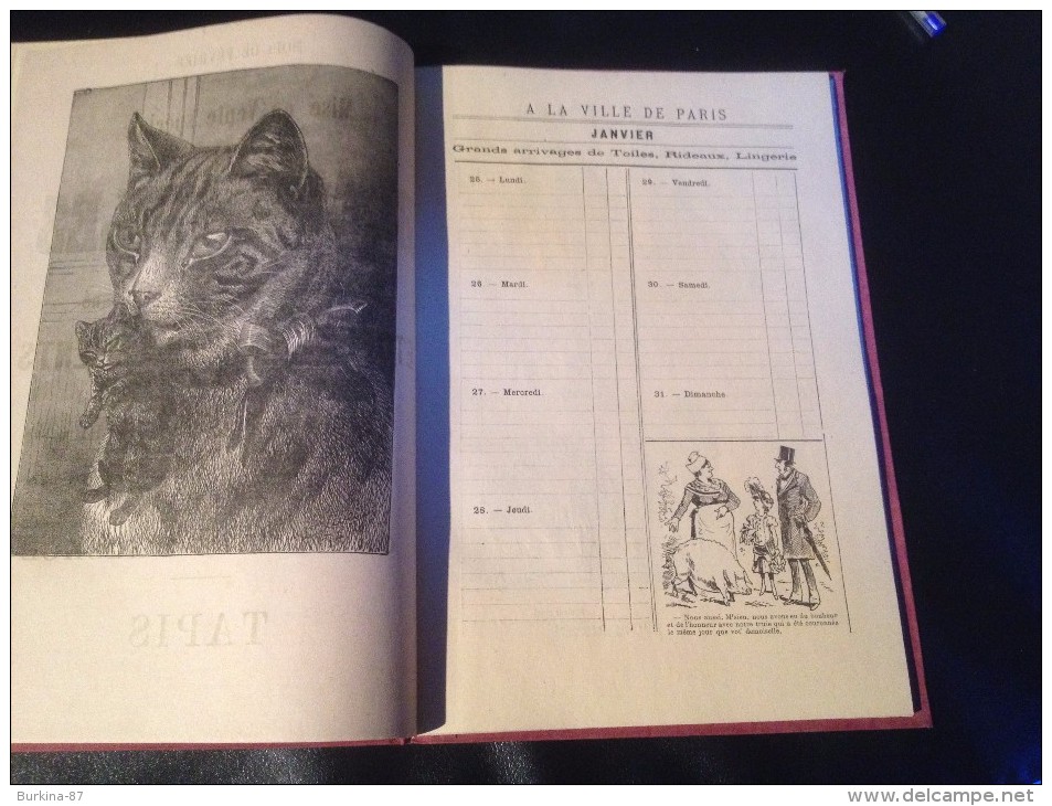 Agenda, Calendrier, Almanach, VILLE DE PARIS NOUVEAUTES, LIMOGES,1892 - Grossformat : ...-1900