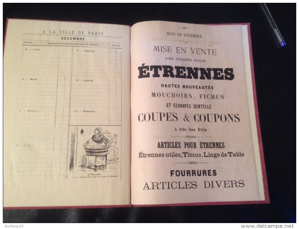 Agenda, Calendrier, almanach, VILLE DE PARIS NOUVEAUTES, LIMOGES,1892