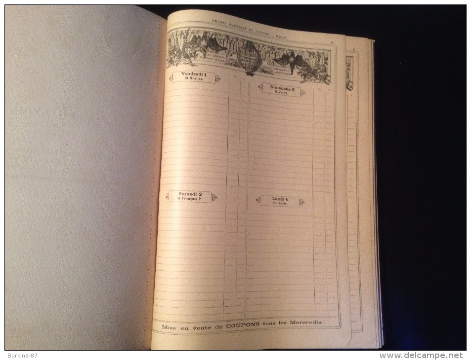 Agenda, Calendrier, almanach, LES GRANDS MAGASINS DU LOUVRE, PARIS ,1898