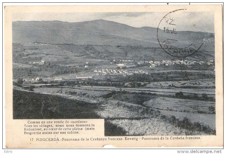 Puigcerda, Panorama De La Cerdanya Fancesa Bordure Chancrée - Otros & Sin Clasificación