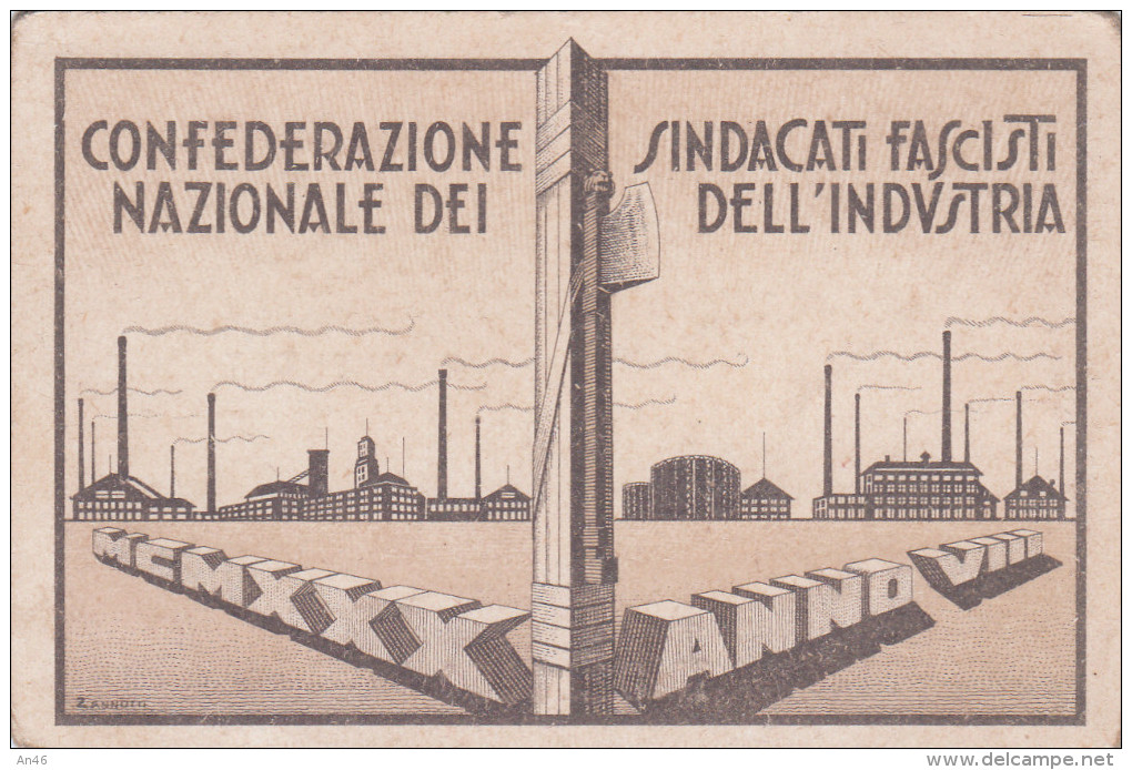 TESSERA CONFEDERAZIONE NAZIONALE DEI SINDACATI FASCISTI Dell'INDUSTRIA-CUNEO 1930 ANNO VIII-OTTIMA CONSERVAZIONE-2 SCAN- - Pubblicitari