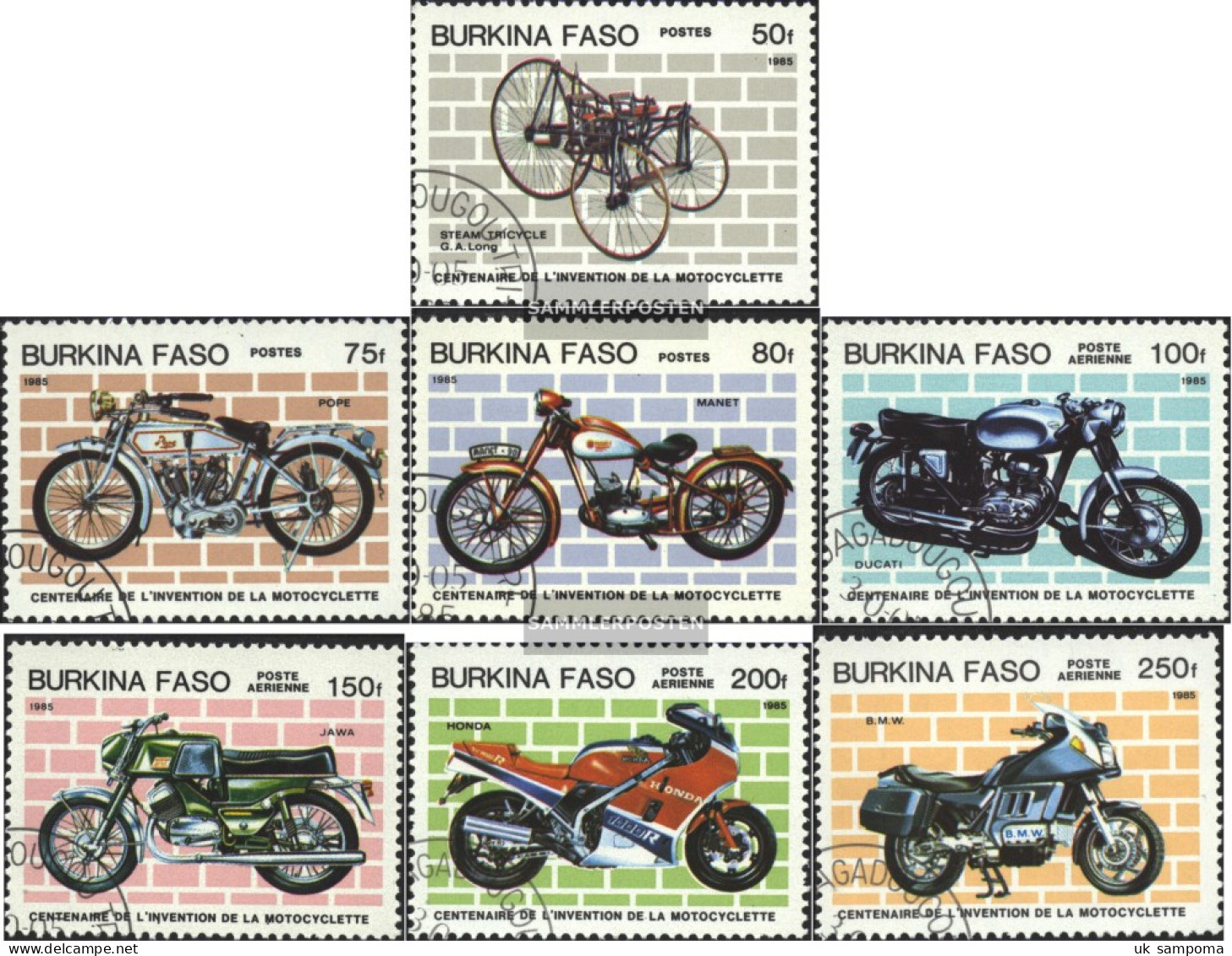 Burkina Faso 998-1004 (complete Issue) Unmounted Mint / Never Hinged 1985 100 Years Motorcycle - Burkina Faso (1984-...)