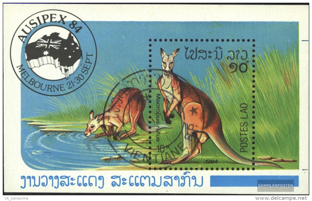 Laos Block105 (complete Issue) Fine Used / Cancelled 1984 Red Giant Kangaroo - Laos