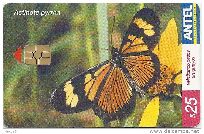 Uruguay - Antel - Actinote Pyrrha Butterfly - TC 291a - 08.2003, 200.000ex, Used - Uruguay