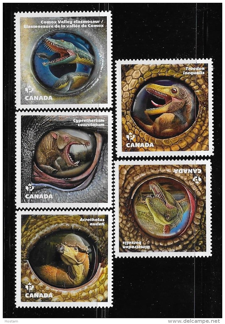 CANADA 2016. #2924i-8i,  DINOS  SET  Of DIE CUT FROM QUATERLY PACK - Timbres Seuls