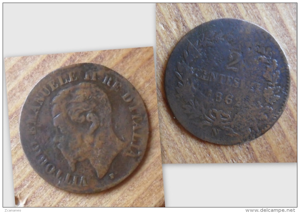 2 CENTESIMI DEL 1862 N DEL REGNO D'ITALIA VITTORIO EMANUELE II° - NON COMUNE - - 1861-1878 : Vittoro Emanuele II