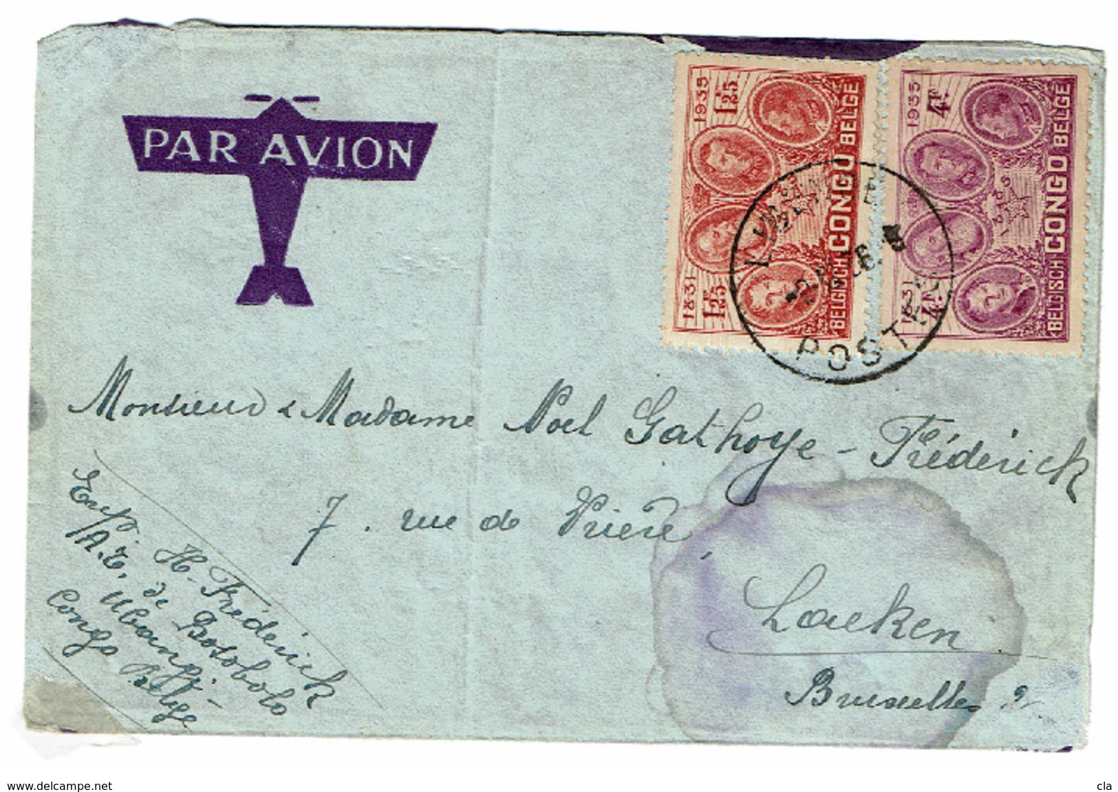 C  186 Et 190  Lettre  De Ubangi Vers Laeken - Briefe U. Dokumente