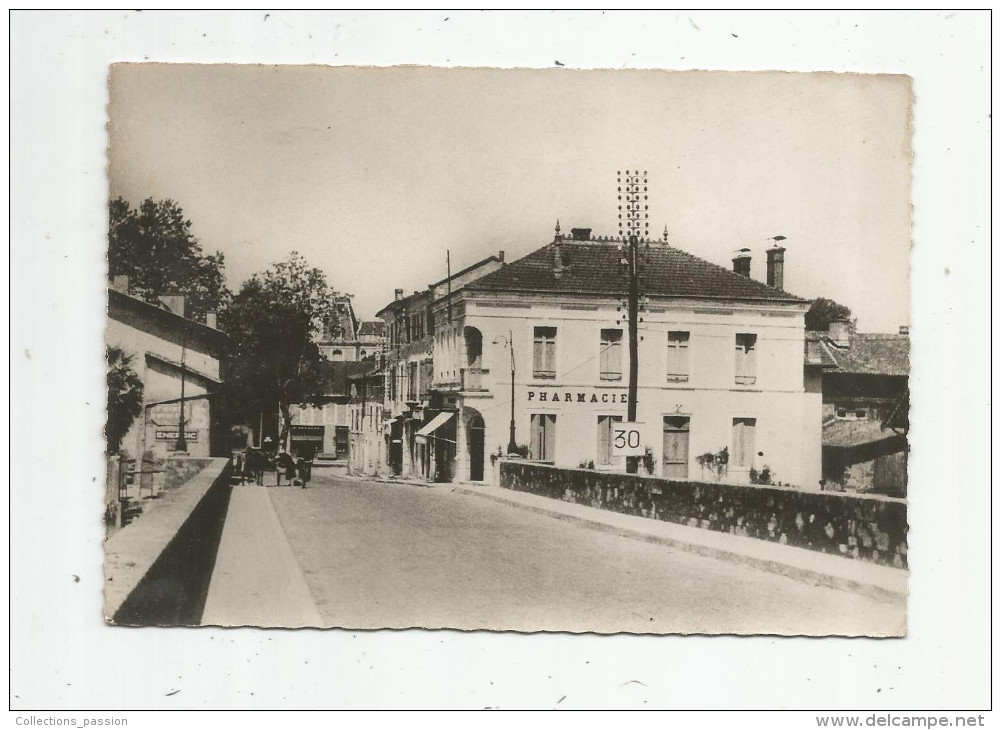 Cp , 40 , TARTAS , Le Pont Et Rue NEUVE , Vierge , Ed : Chatagneau - Ribot , Tabacs à Tartas , Pharmacie , Commerces - Tartas