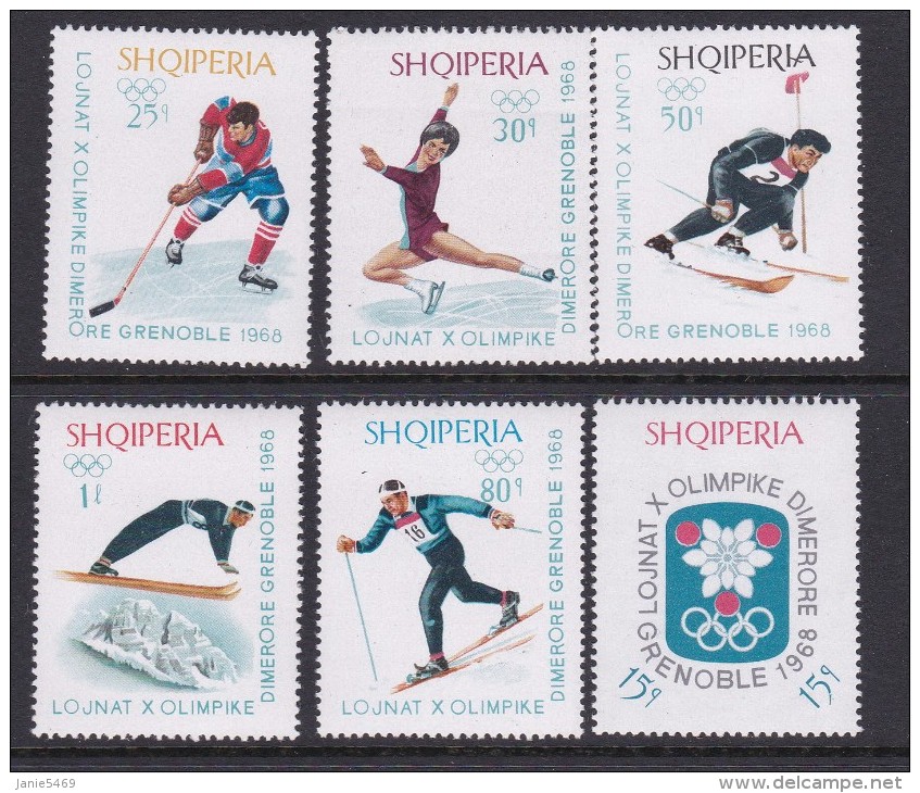 Winter 1968 Grenoble Albania Set MNH - Winter 1968: Grenoble