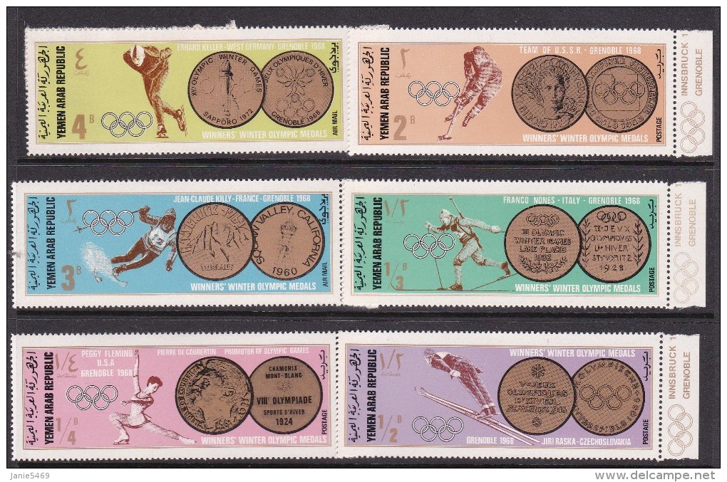 Winter 1968 Grenoble Yemen Olympic Winter Games Set MNH - Winter 1968: Grenoble