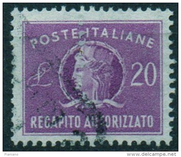 PIA - ITA - Specializzazione : 1961 : Francobollo Per Recapito Autorizzato  £ 20 - (SAS 12  - CAR 8) - Posta Espressa/pneumatica