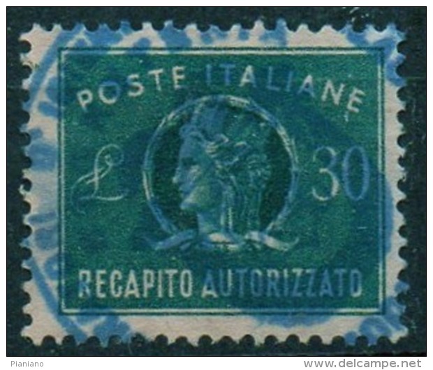 PIA - ITA - Specializzazione : 1965 : Francobollo Per Recapito Autorizzato  £ 30 - (SAS 13  - CAR 9) - Posta Espressa/pneumatica