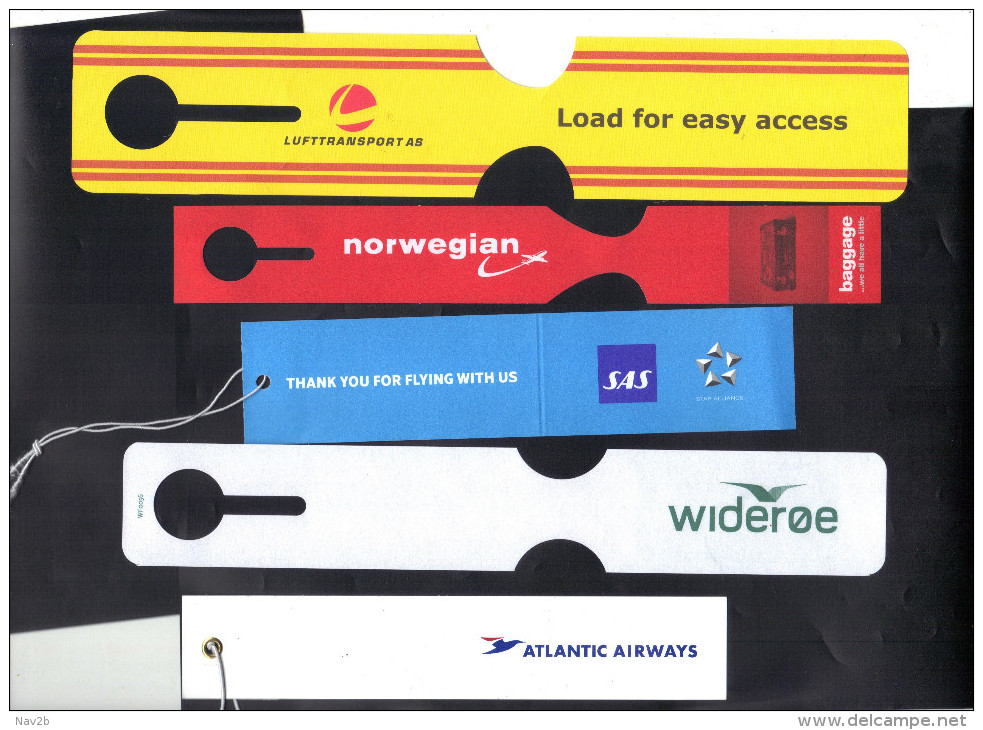 Eiquettes Bagages Modernes . SAS ,Atlantic ,Norvegian , Wideroe , Lufttransport . - Baggage Labels & Tags