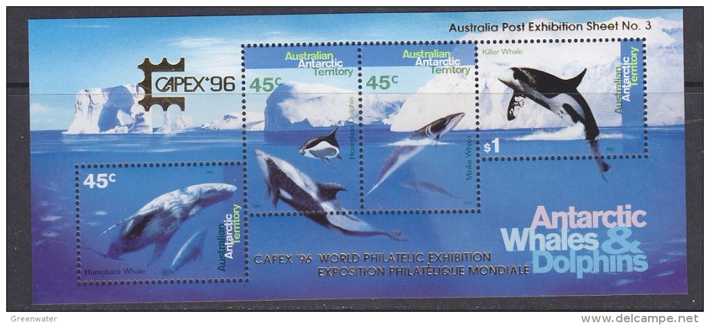 AAT 1996 Whales & Dolphins M/s Overprinted "Capex" ** Mnh (31356) - Unused Stamps