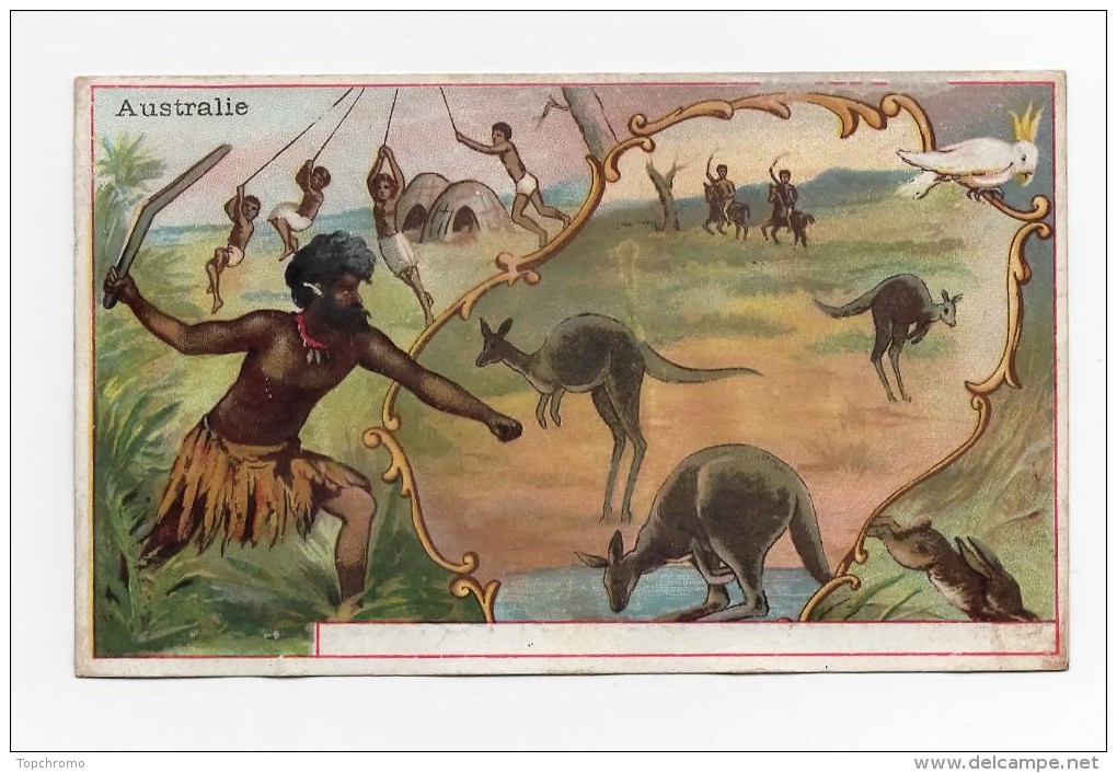 CHROMO Denin Peinture Vitrerie Paris Pays Australie Boomerang Aborigènes Kangourous - Autres & Non Classés