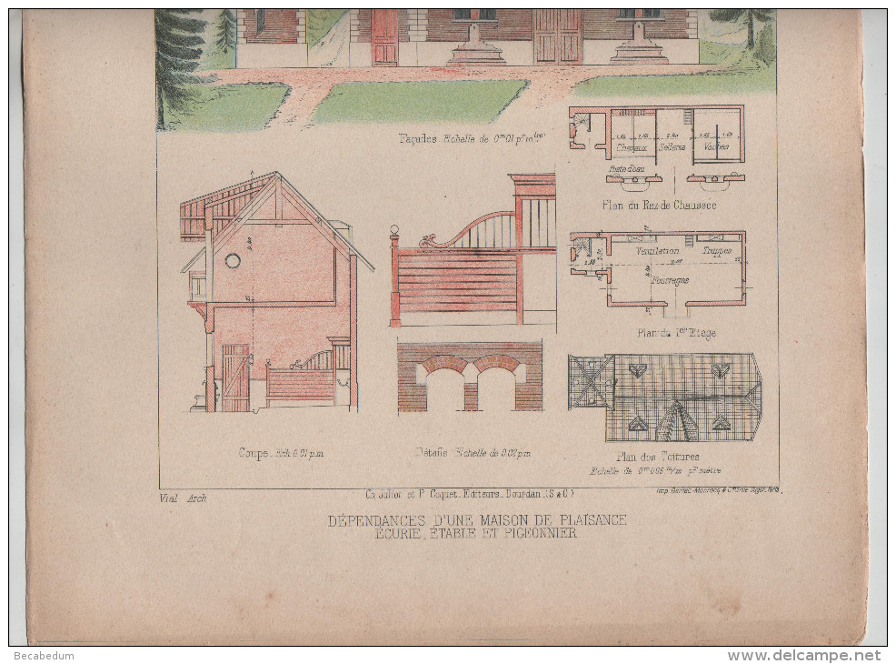 Architecture Habitations Economiques Dépendances Maison Plaisance écurie étable Pigeonnier Vial Architecte  1910 - Architecture