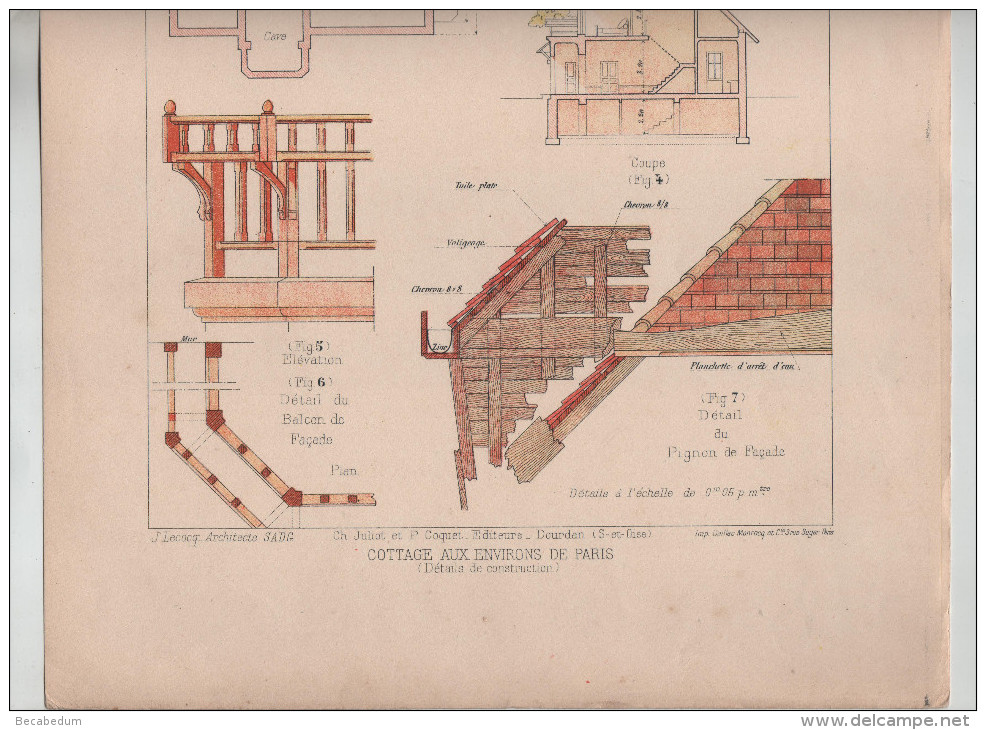 Architecture Habitations Economiques Cottage Environs De Paris Détails De Construction Lecocq Architecte 1910 - Architecture
