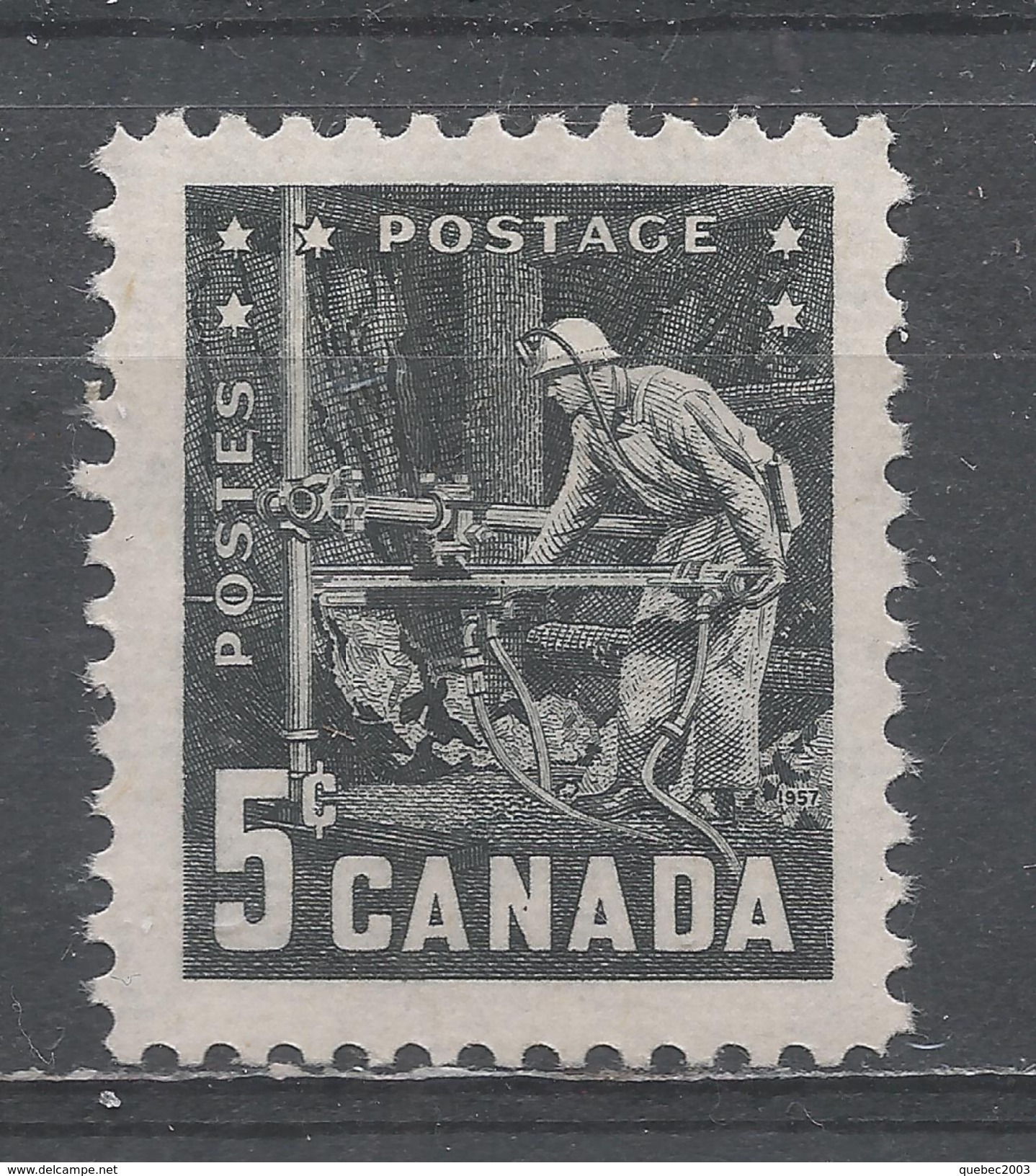 Canada 1957. Scott #373 (MNH) Miner With Pneumatic Drill  (Complete Issue) - Unused Stamps