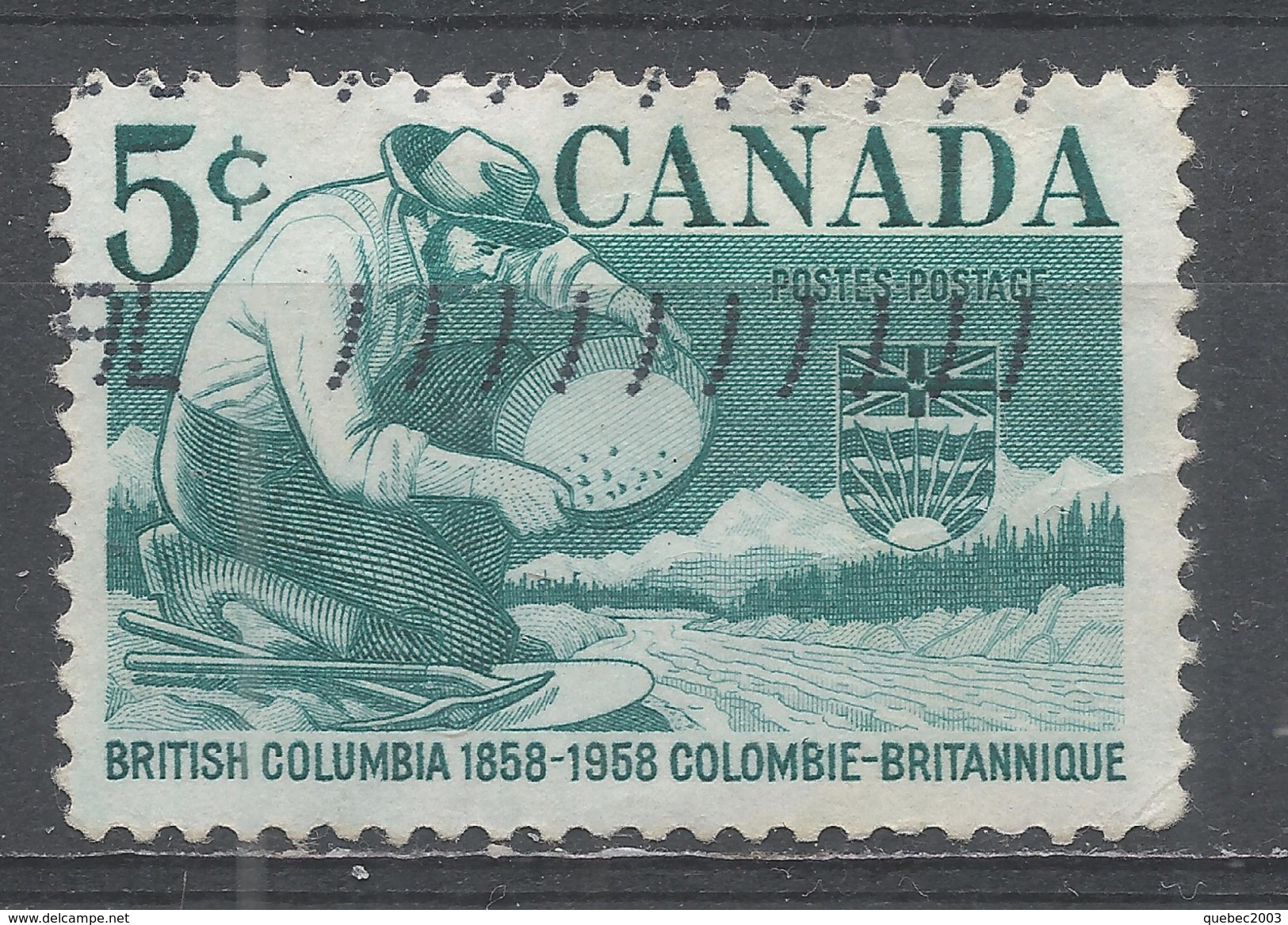 Canada 1958. Scott #377 (U) Miner Panning Gold ** Complet Issue - Oblitérés