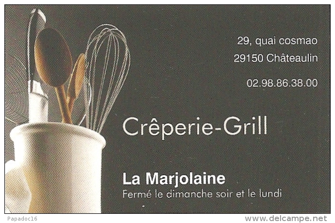 Carte De Visite - Crêperie-Grill La Marjolaine - Châteaulin (Finistère] [restaurant] - Cartoncini Da Visita